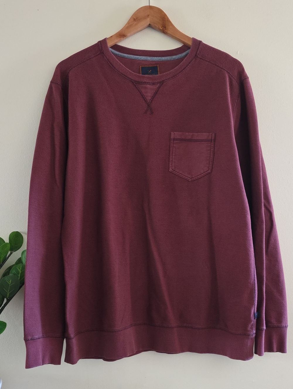 Denver Hayes Mens Cotton Ribbed Crewneck Sweater - Burgundy L